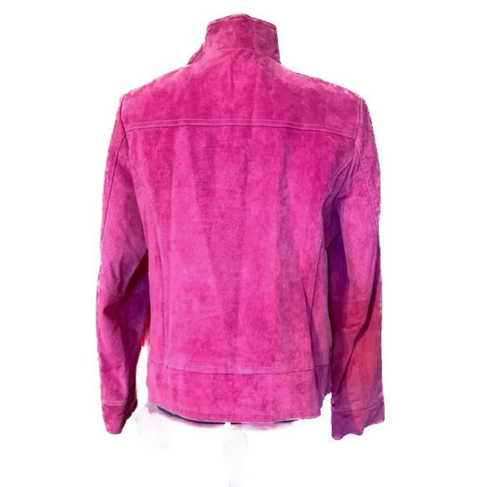 VTG Marshall Fields Women's Suede Moto Jacket Magenta Extra Small - Picture 3 of 12
